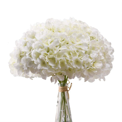 10 Stems 13.7" White Artificial Silk Hydrangea Flower Bouquets