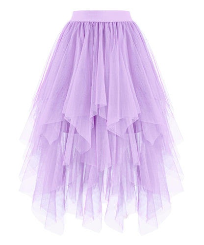 Rosenvy Women's High-Low Layered Tulle Puffy Midi Tutu Skirt