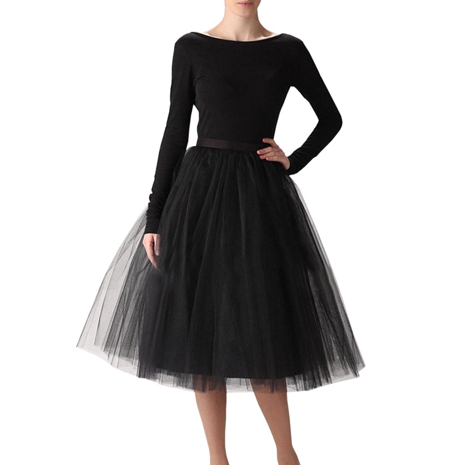 Rosenvy Women's A-Line Knee-Length Tulle Petticoat Skirt