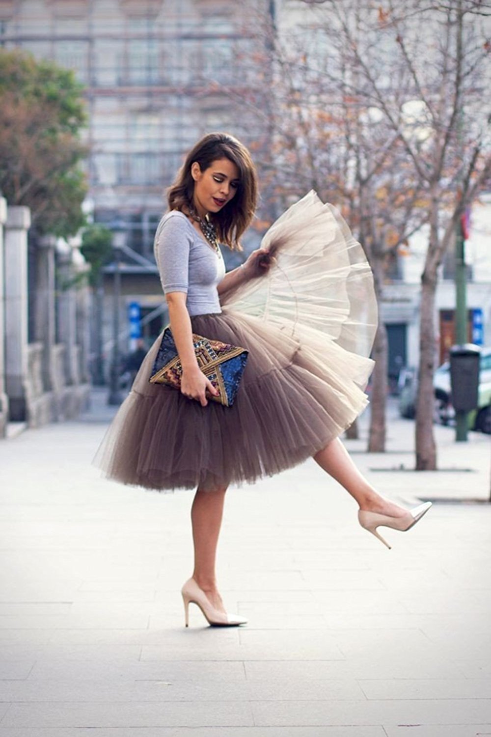 Rosenvy Women's Midi A-Line Fluffy Tulle Tutu Skirt