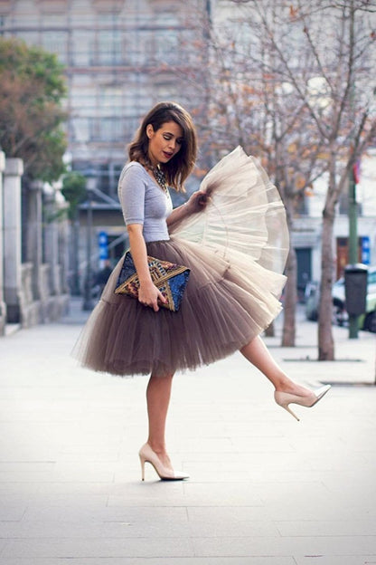 Rosenvy Women's Midi A-Line Fluffy Tulle Tutu Skirt