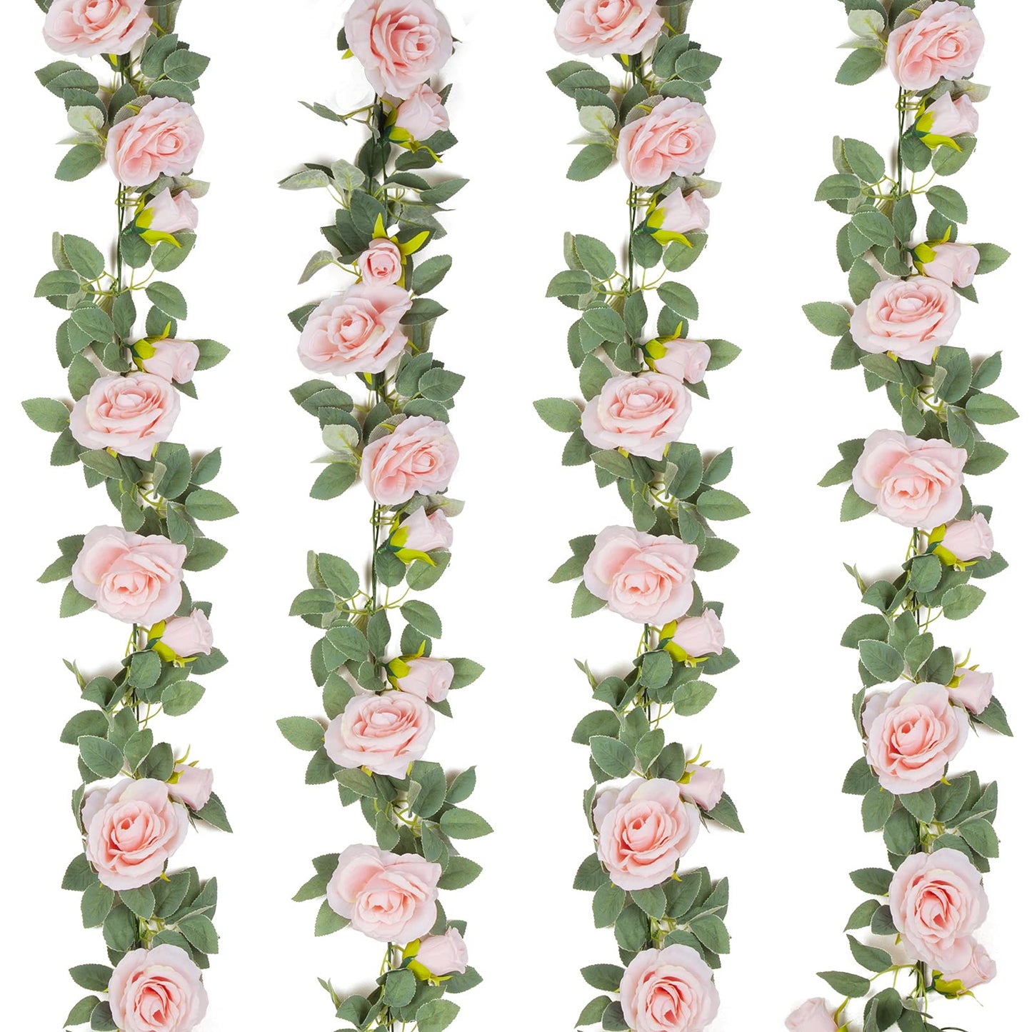 4 Pack 6.5ft Artificial Silk Rose Garland Flower Hanging Vine