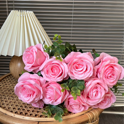 10 Pcs 19.6" Artificial Silk Rose Long Stem Flower Bouquet