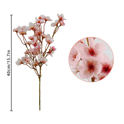 4 Pcs 15.7" Pink Artificial Silk Cherry Blossom Flowers Branches