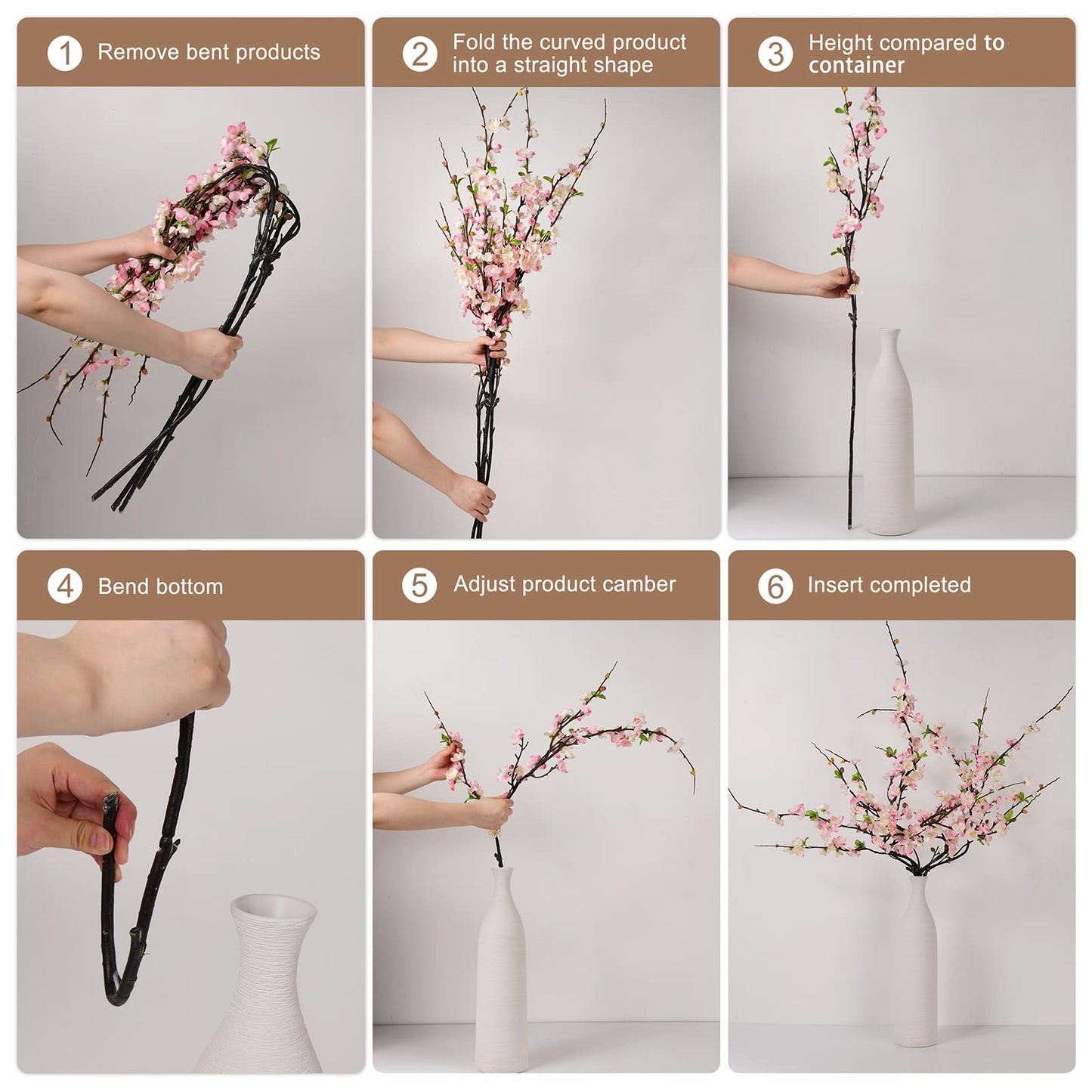 4 Pcs 47" Pink Long Stem Artificial Cherry Blossom Flowers Branches