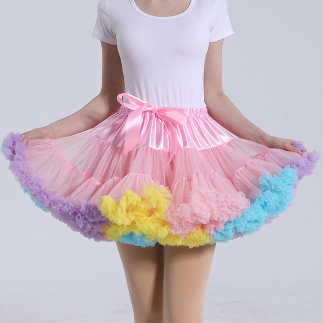 ROSENVY Colette Colorblock Ruffled Tulle Tutu Skirt