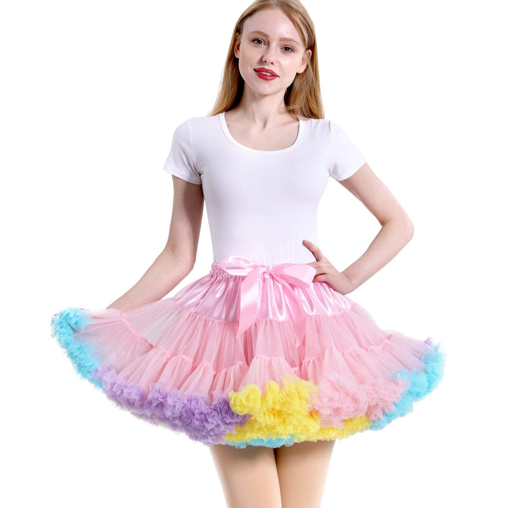 Rosenvy Women's Elastic Waist Puffy Tulle Tutu Skirt