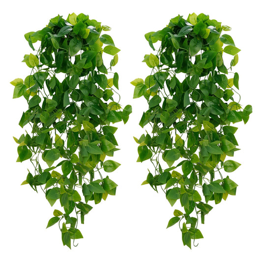 2 Pack 43" Green Artificial Pothos Ivy Vine Faux Hanging Plant