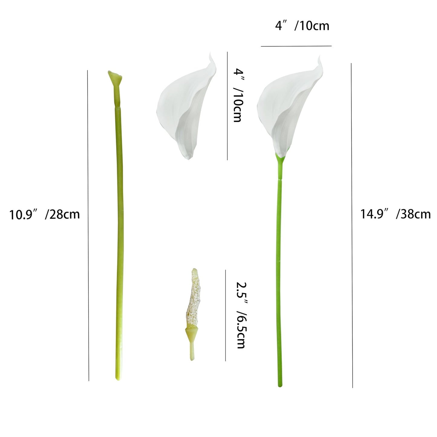 20 Stems 13.5" White Real Touch Artificial PU Lily Flower Bouquets