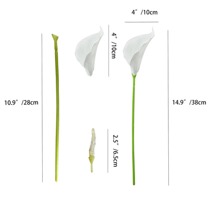 20 Stems 13.5" White Real Touch Artificial PU Lily Flower Bouquets