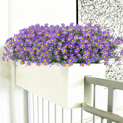 4 Bundles 13" Purple Artificial UV Resistant Daisy Flower Bouquet