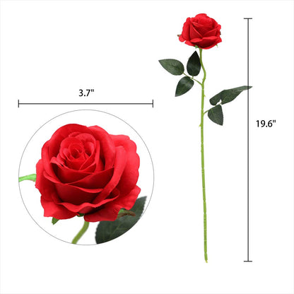 10 Pcs 19.6" Artificial Silk Rose Long Stem Flower Bouquet