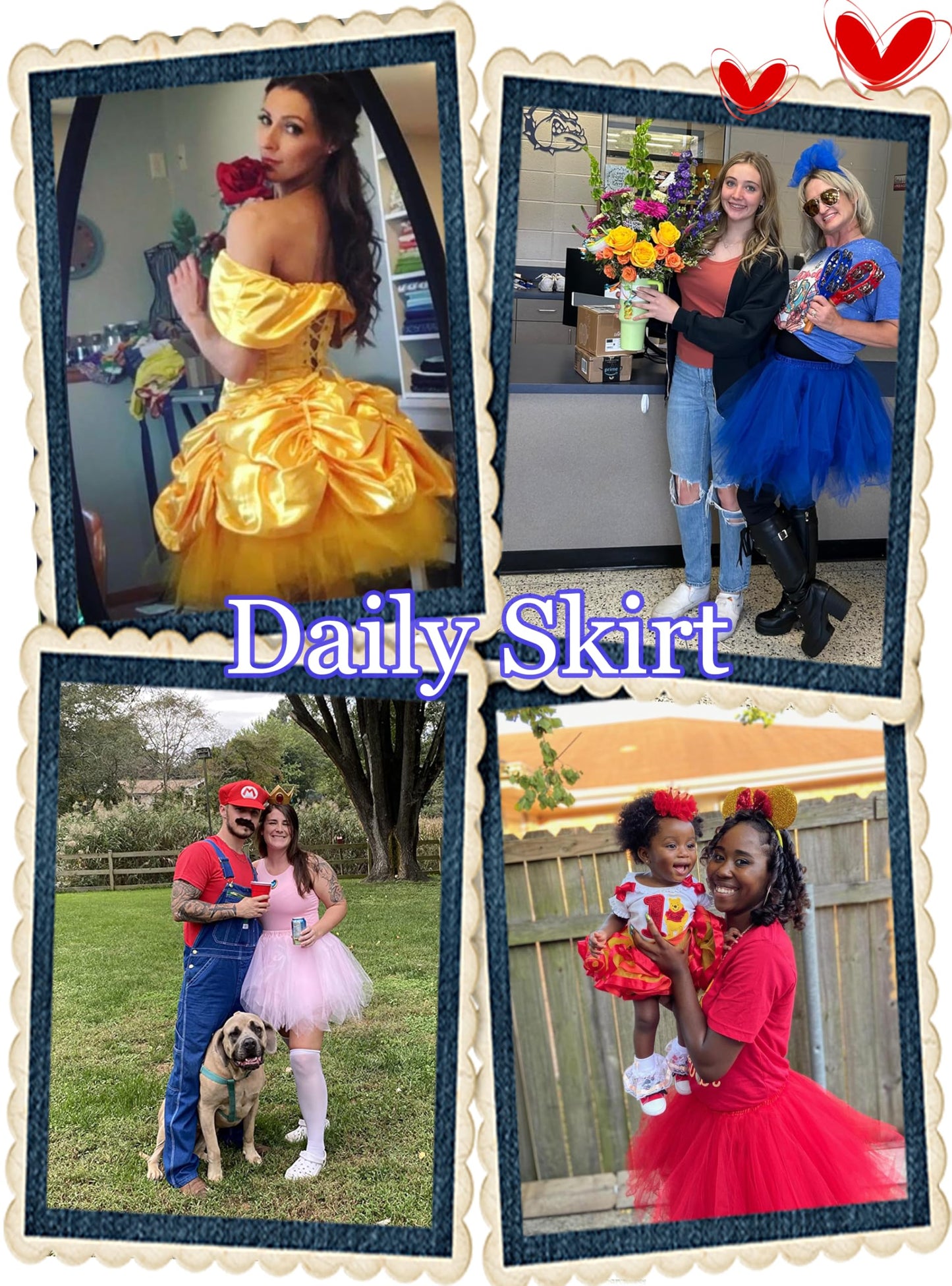 Rosenvy Women's Fluffy High-Low Layered Tulle Tutu Skirt