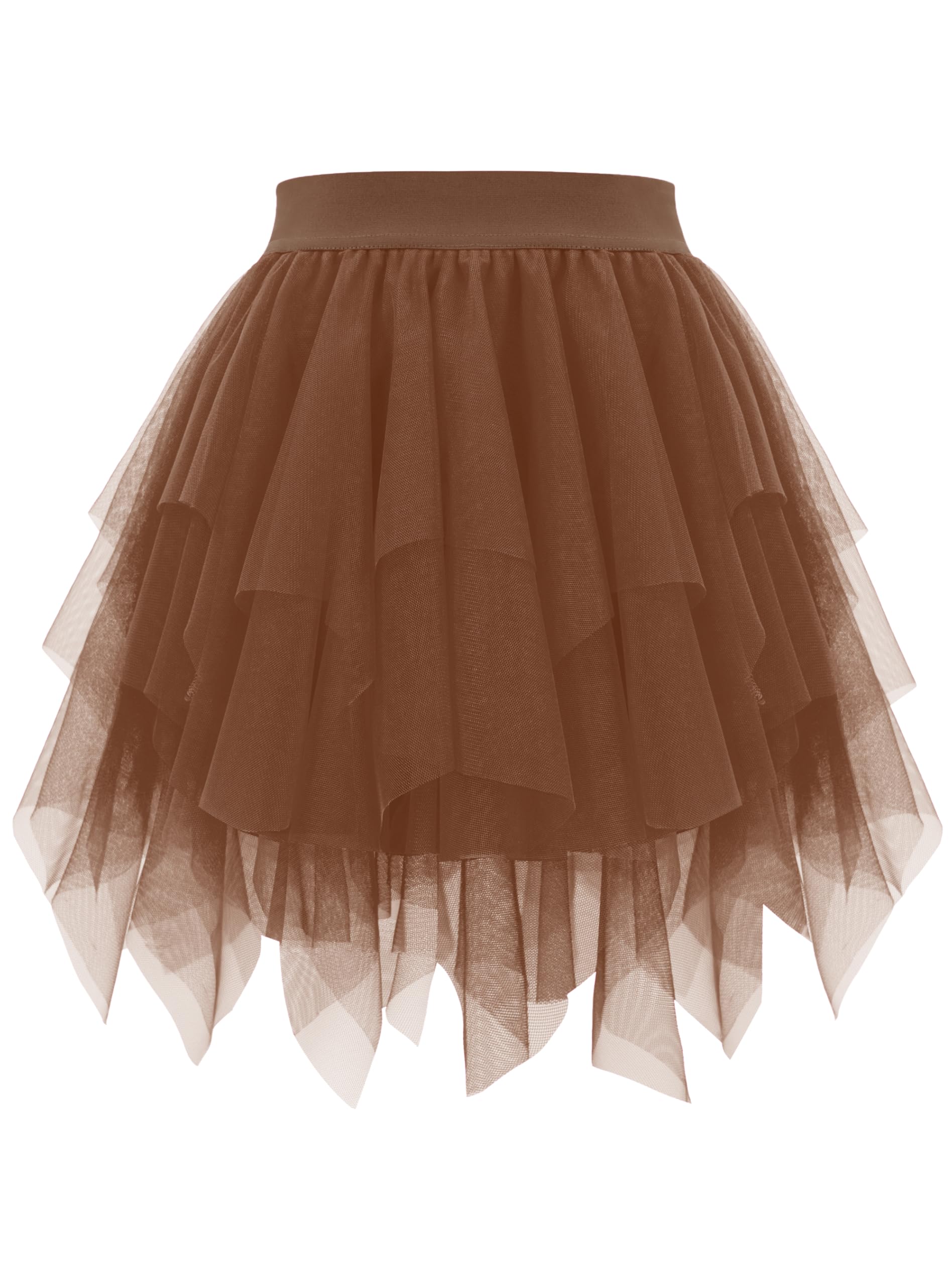 Rosenvy Women's Fluffy High-Low Layered Tulle Tutu Skirt