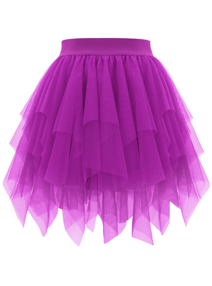 Rosenvy Women's Fluffy High-Low Layered Tulle Tutu Skirt