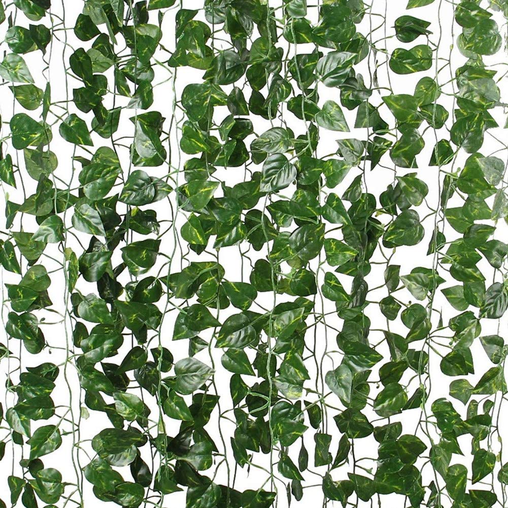 12 Pack 7ft Artificial Silk Ivy Leaves Vine Faux Greenery Garland