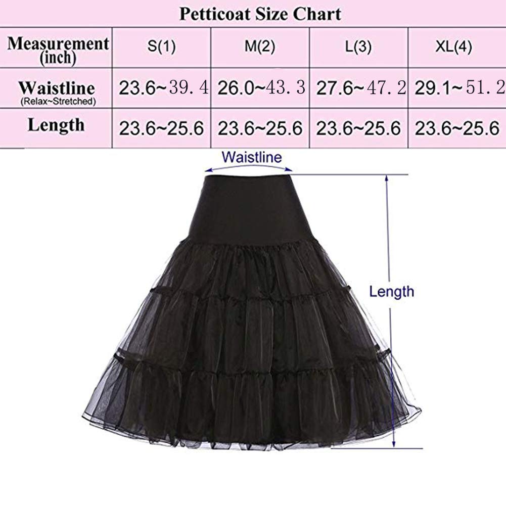 Rosenvy Women's 50s Vintage Rockabilly Petticoat Underskirt