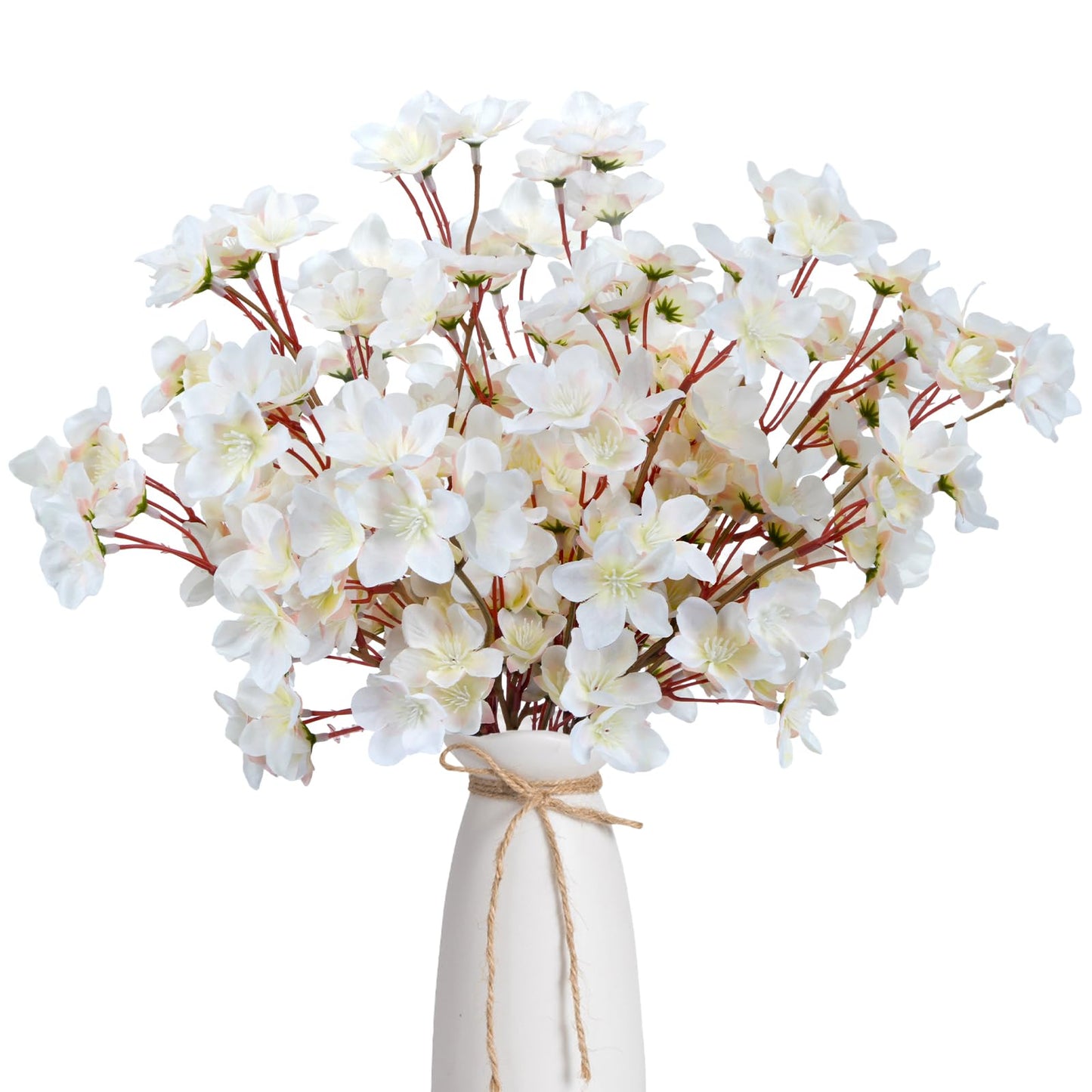 8 Pcs 15" White Artificial Silk Cherry Blossom Flowers Branches