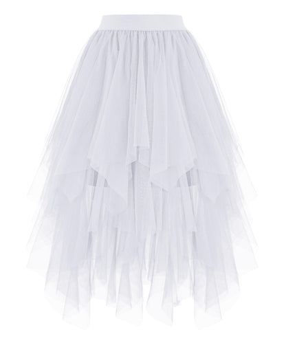 Rosenvy Women's High-Low Layered Tulle Puffy Midi Tutu Skirt