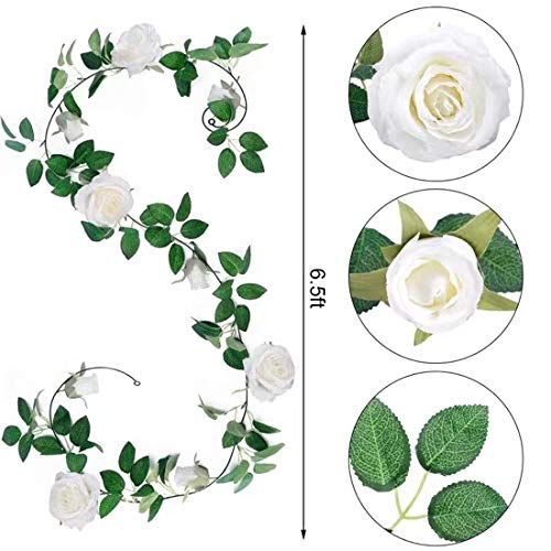 4 Pack 6.5ft Artificial Silk Rose Garland Flower Hanging Vine