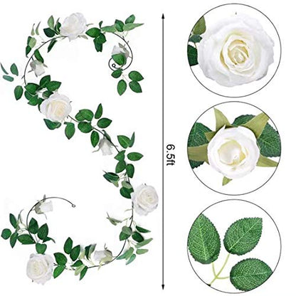 4 Pack 6.5ft Artificial Silk Rose Garland Flower Hanging Vine