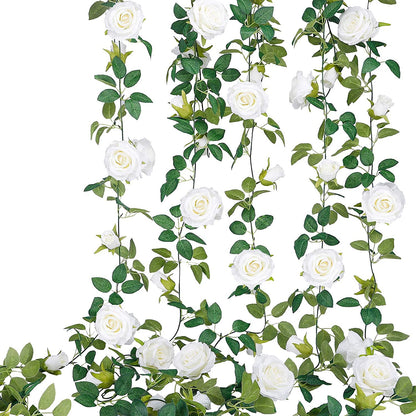 4 Pack 6.5ft Artificial Silk Rose Garland Flower Hanging Vine