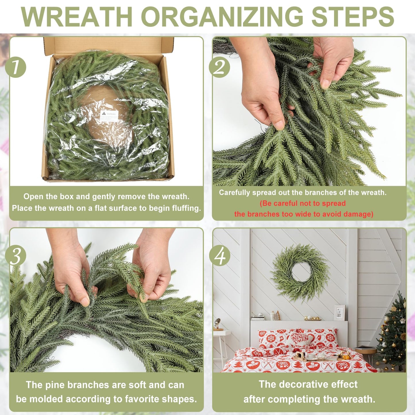 26" Green Real Touch Artificial Christmas Norfolk Pine Wreath