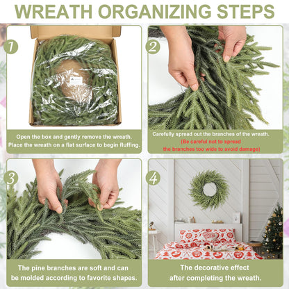 26" Green Real Touch Artificial Christmas Norfolk Pine Wreath