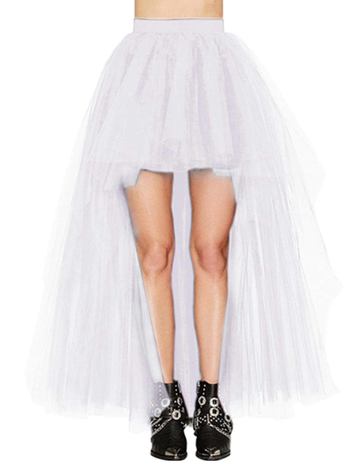 Rosenvy Women’s High-Low Tulle Tutu Skirt with Elastic Waist