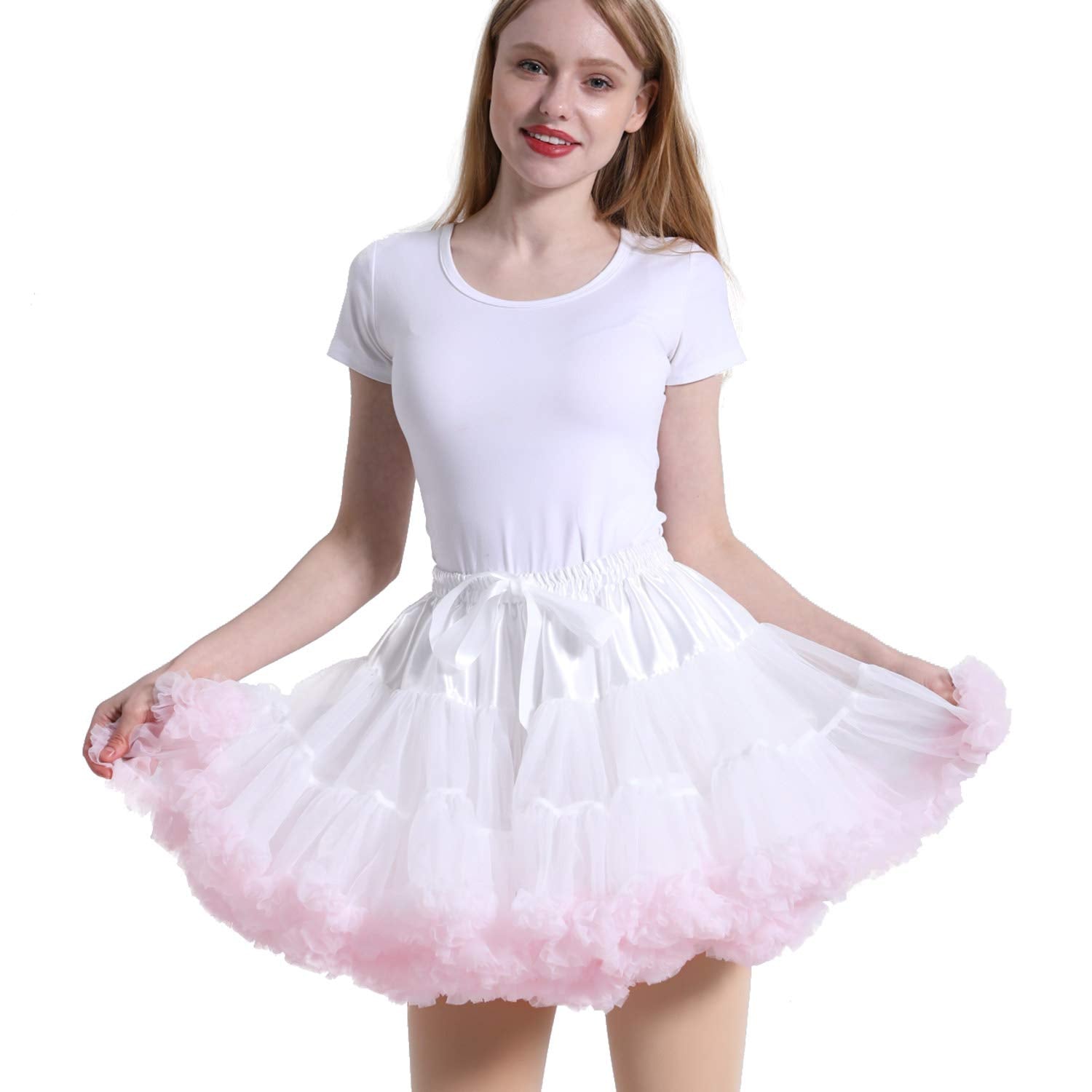 Rosenvy Women's Elastic Waist Puffy Tulle Tutu Skirt