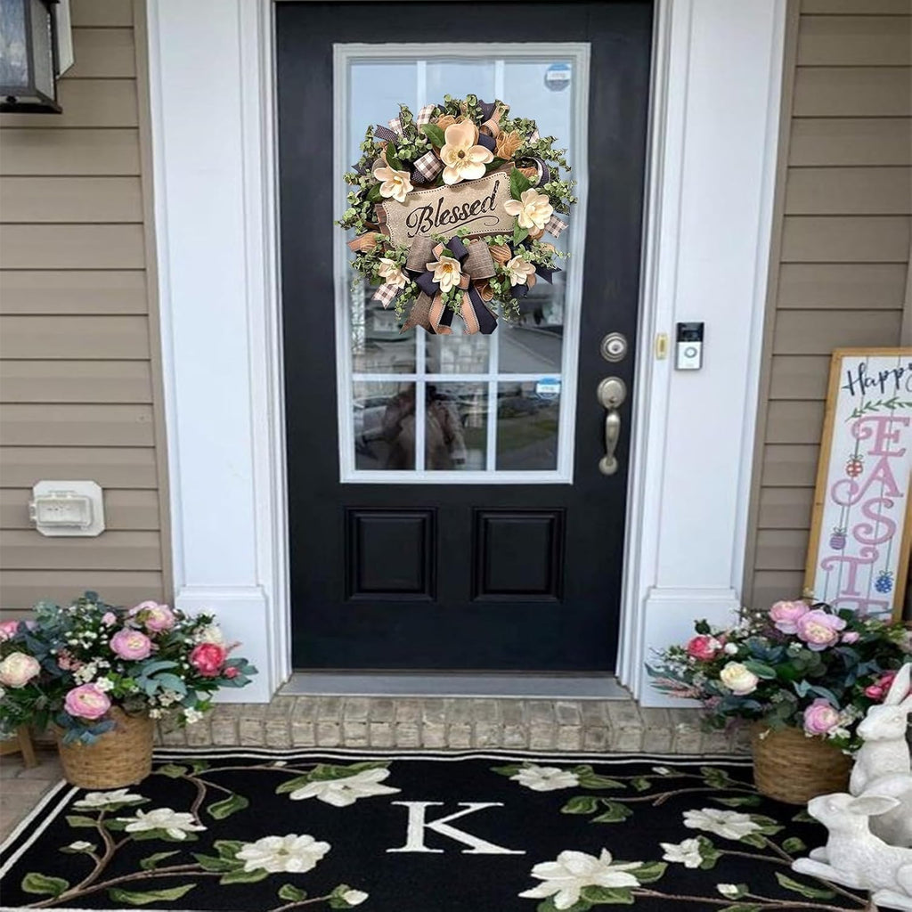 The Magnolia Grace Wreath | 20" Artificial White Magnolia Front Door Wreath