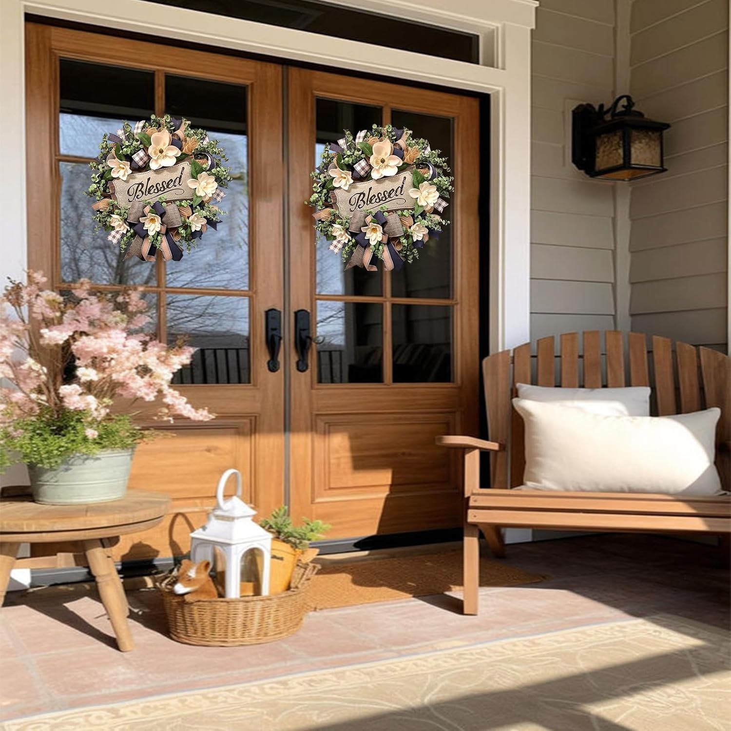 The Magnolia Grace Wreath | 20" Artificial White Magnolia Front Door Wreath