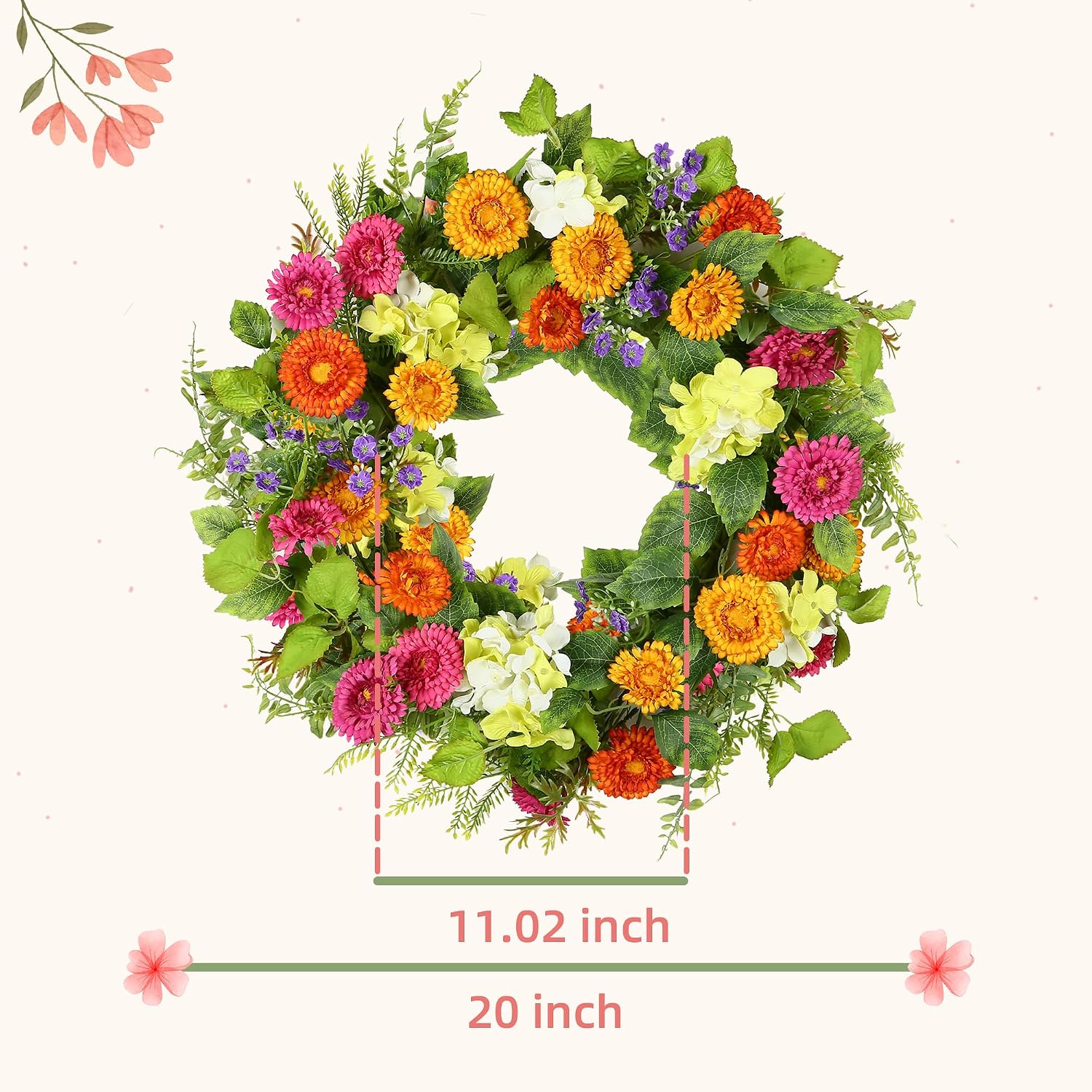 The Summer Meadow Wreath | 20" Colorful Floral Front Door Wreath