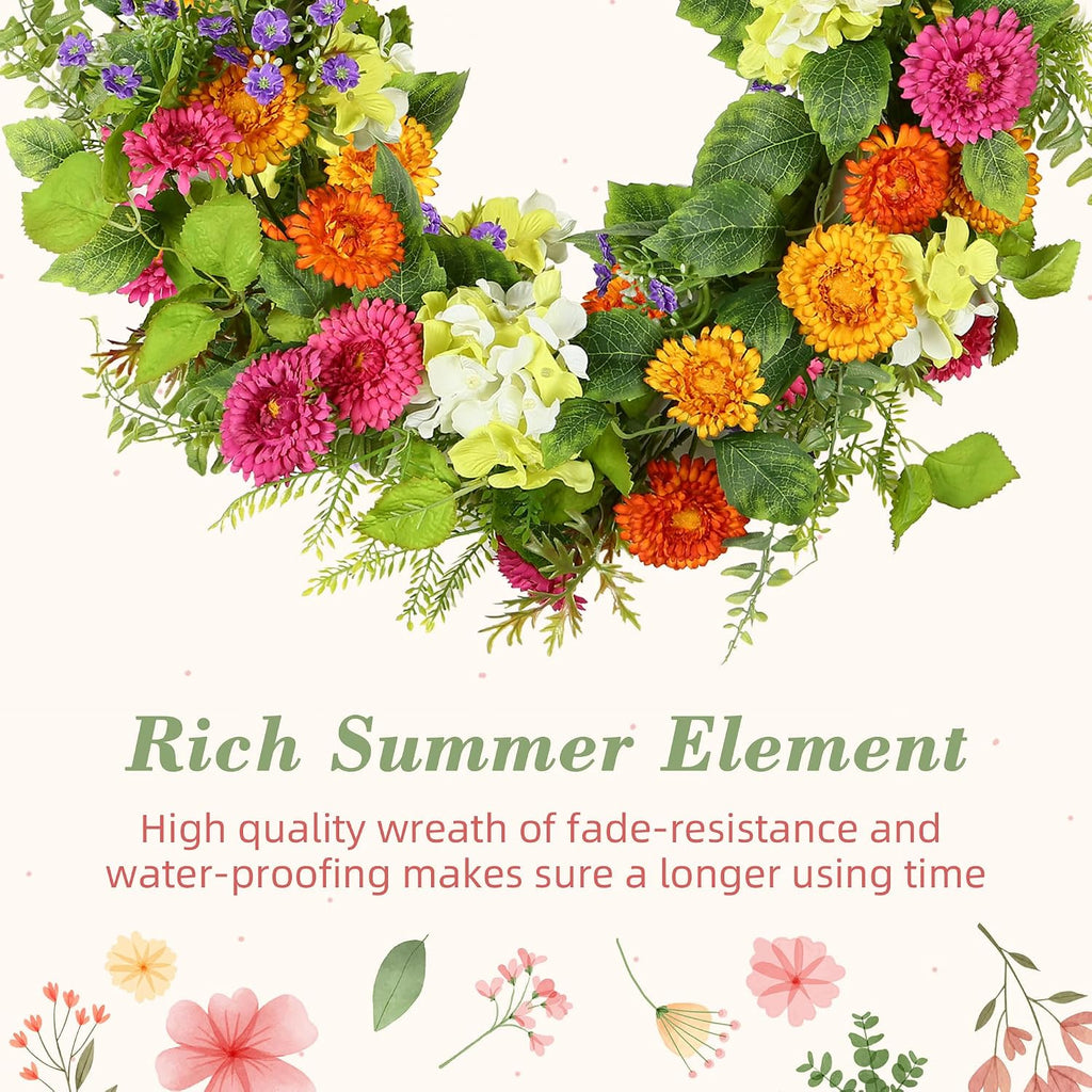 The Summer Meadow Wreath | 20" Colorful Floral Front Door Wreath