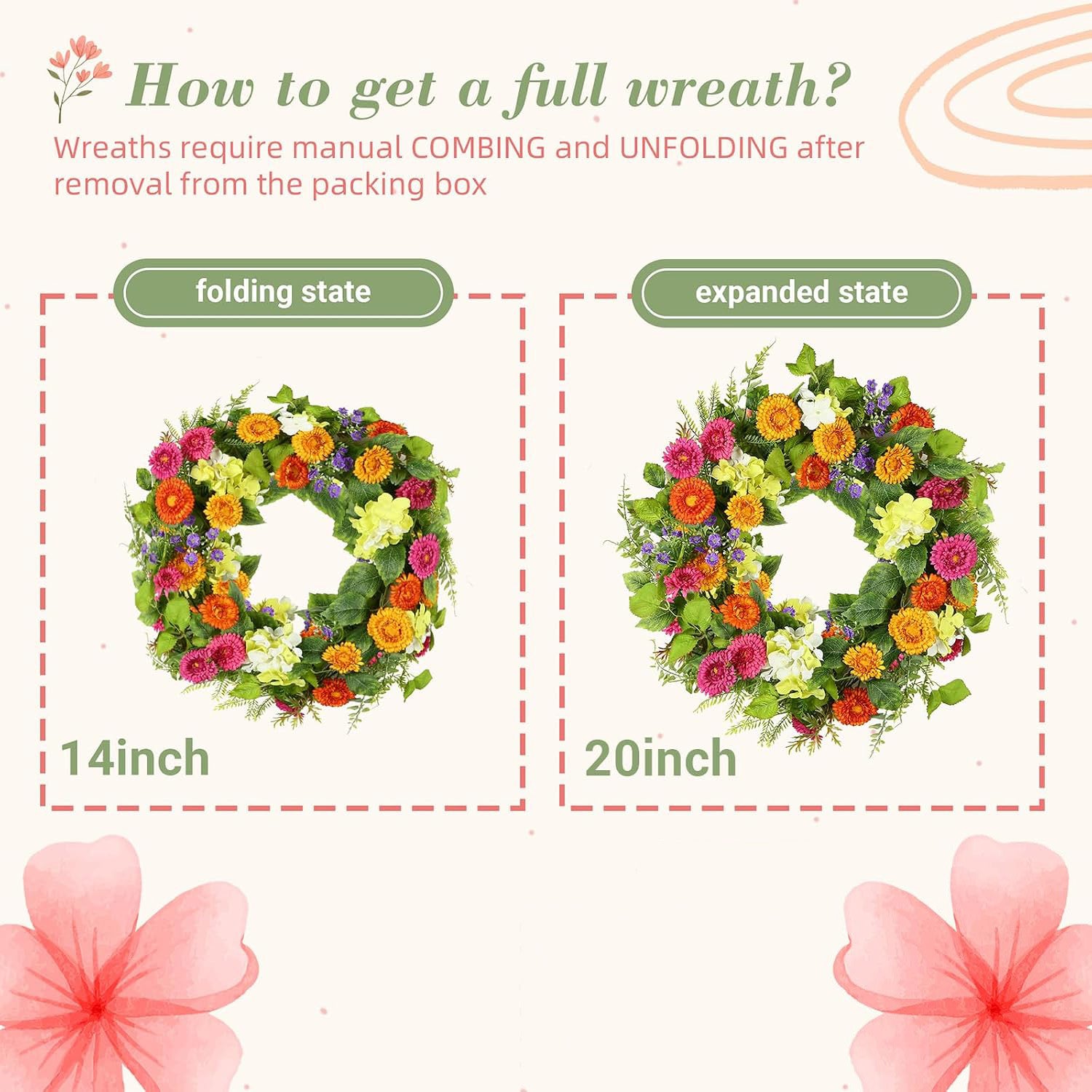 The Summer Meadow Wreath | 20" Colorful Floral Front Door Wreath