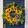 The Golden Welcome Wreath | 20" Sunflower Front Door Wreath with Welcome Sign