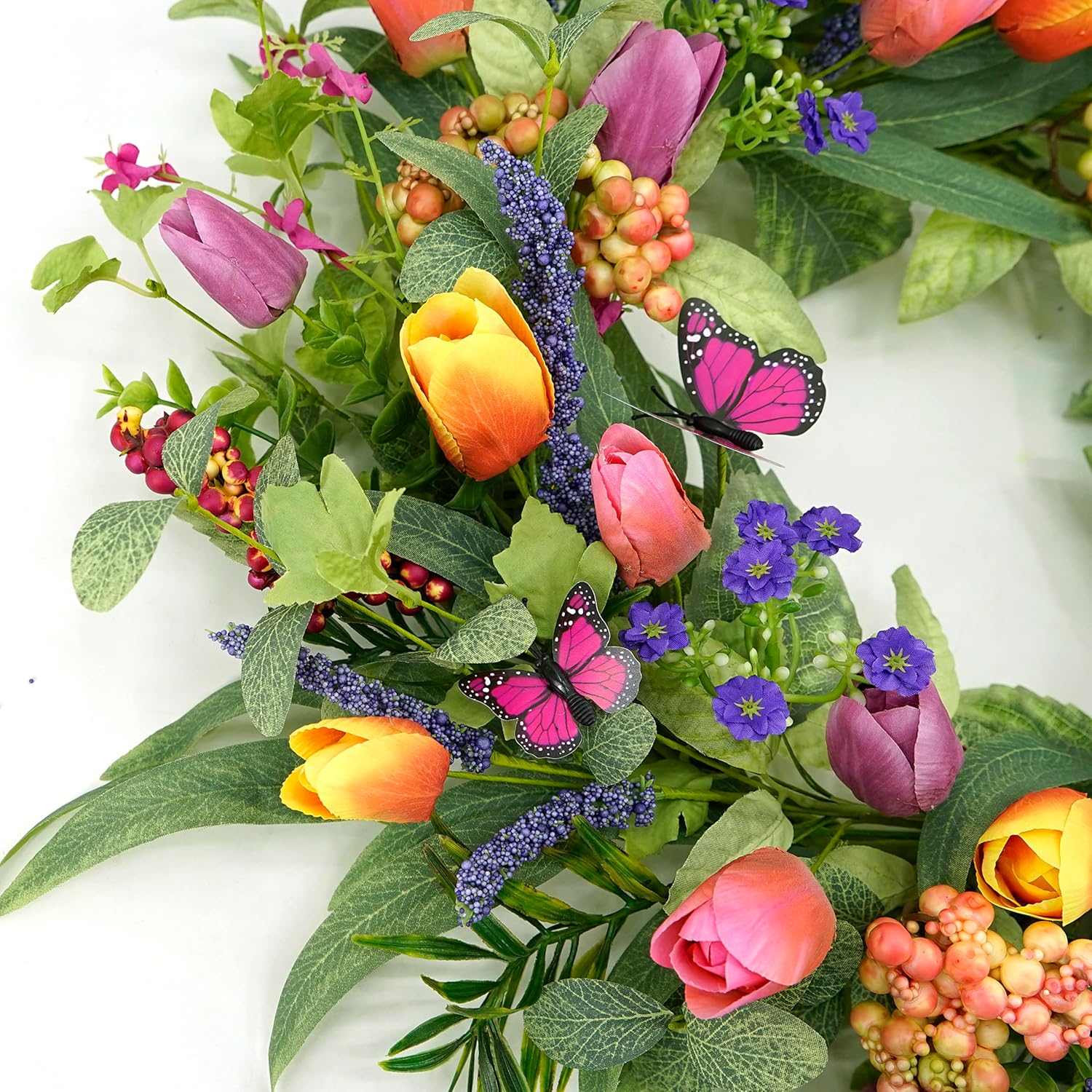 The Spring Blossom Wreath | 22" Artificial Mixed Tulip Front Door Wreath