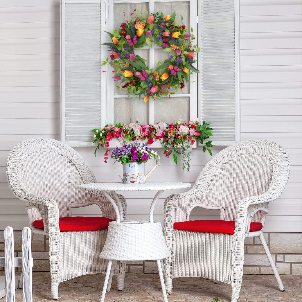 The Spring Blossom Wreath | 22" Artificial Mixed Tulip Front Door Wreath