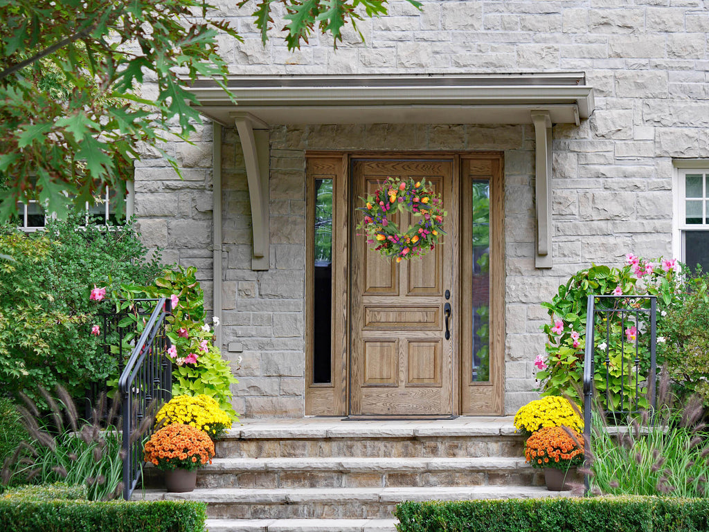 The Spring Blossom Wreath | 22" Artificial Mixed Tulip Front Door Wreath