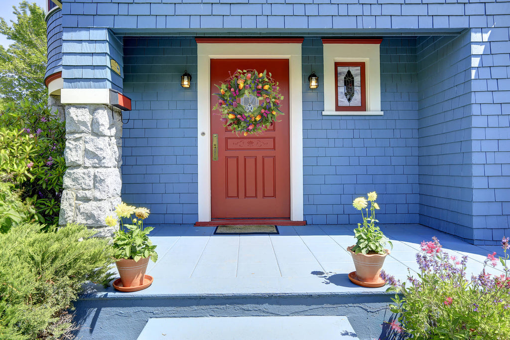 The Spring Blossom Wreath | 22" Artificial Mixed Tulip Front Door Wreath