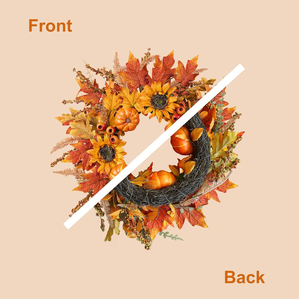 The Harvest Glow Wreath | 24" Pumpkin Sunflower Fall Front Door Wreath