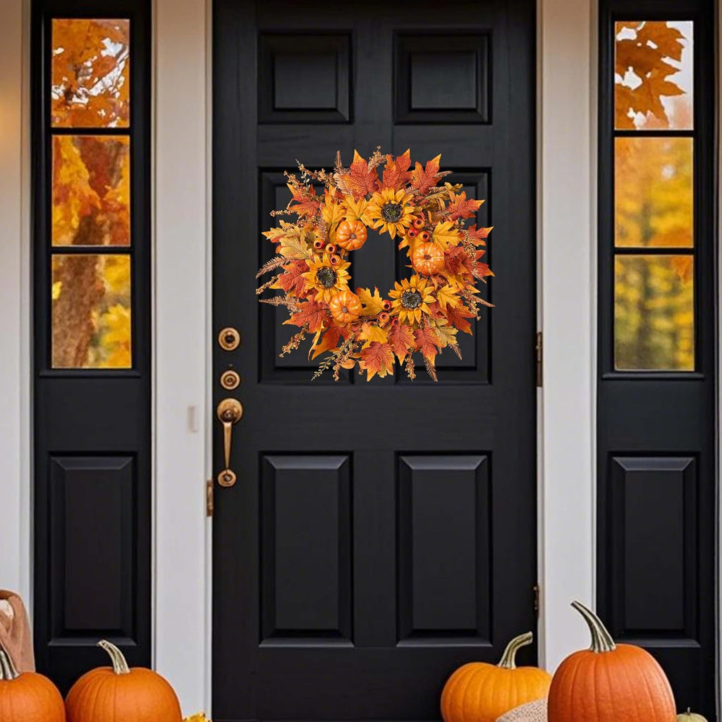 The Harvest Glow Wreath | 24" Pumpkin Sunflower Fall Front Door Wreath