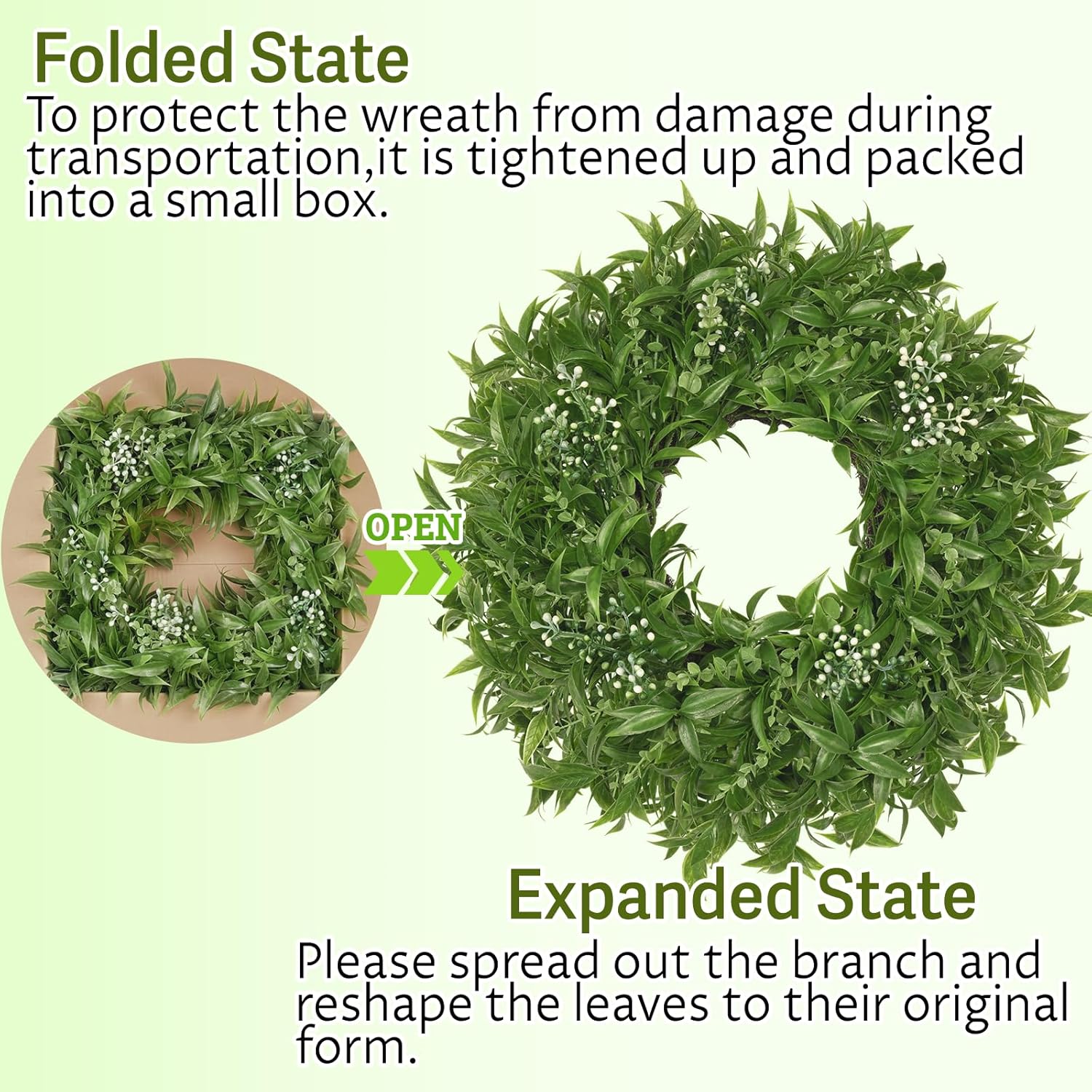 The Evergreen Meadow Wreath | 26" Artificial Greenery & Eucalyptus Front Door Wreath
