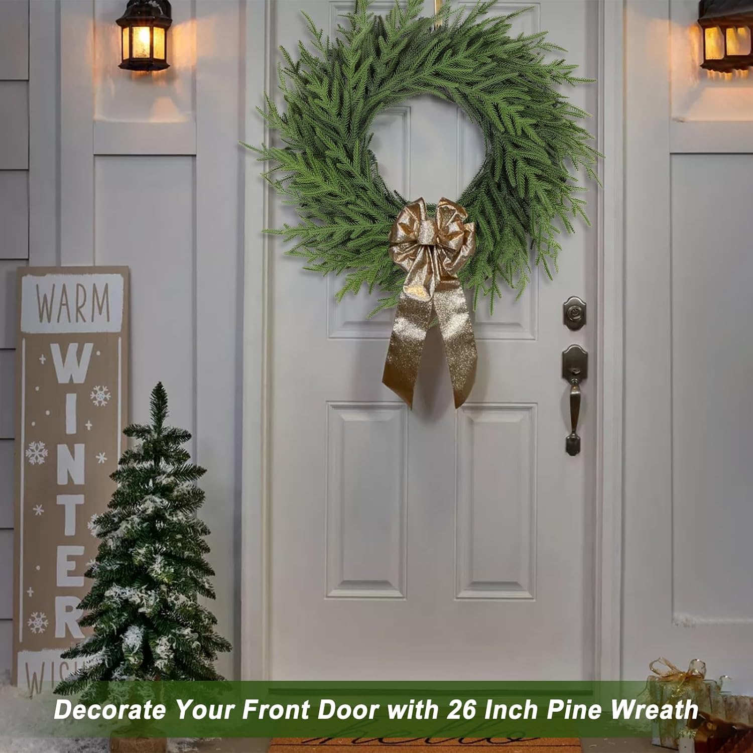 The Winter Evergreen Wreath | 26" Real Touch Pine Front Door Wreath