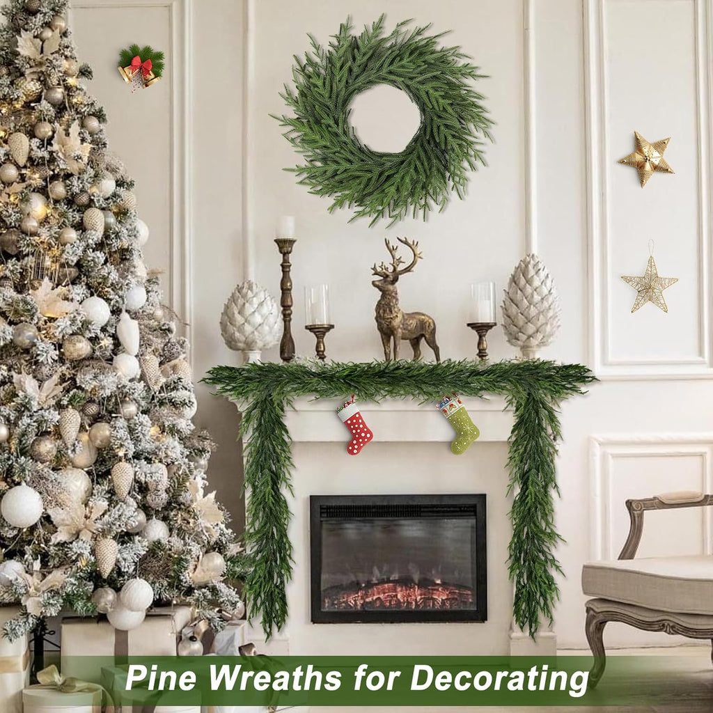 The Winter Evergreen Wreath | 26" Real Touch Pine Front Door Wreath