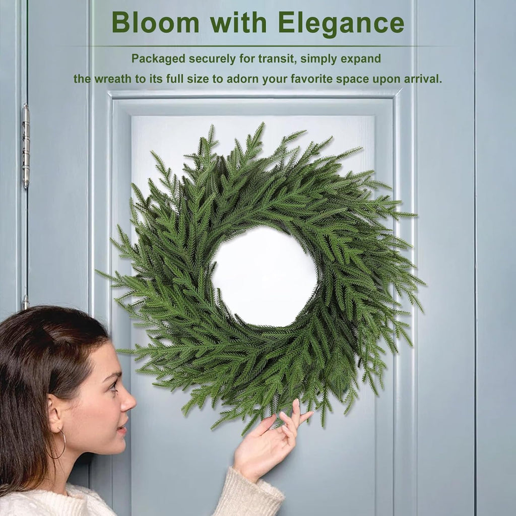 The Winter Evergreen Wreath | 26" Real Touch Pine Front Door Wreath
