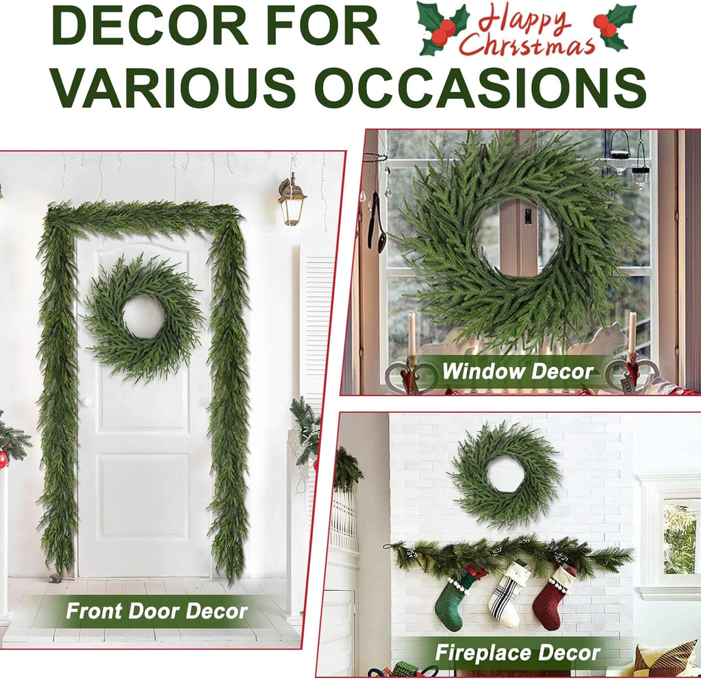 The Winter Evergreen Wreath | 26" Real Touch Pine Front Door Wreath
