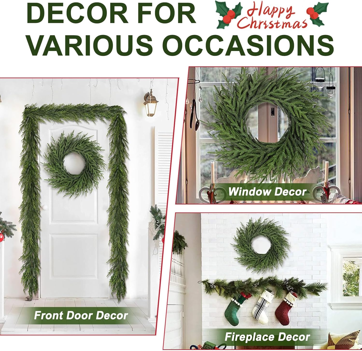 The Winter Evergreen Wreath | 26" Real Touch Pine Front Door Wreath