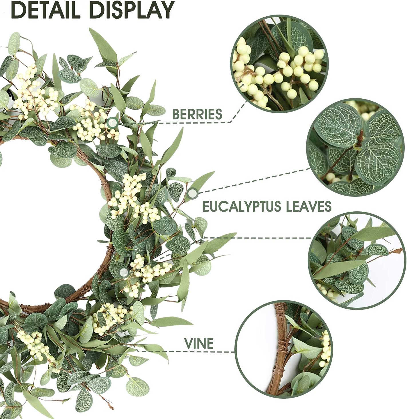 The Evergreen Welcome Wreath | 20" Artificial Eucalyptus Front Door Wreath