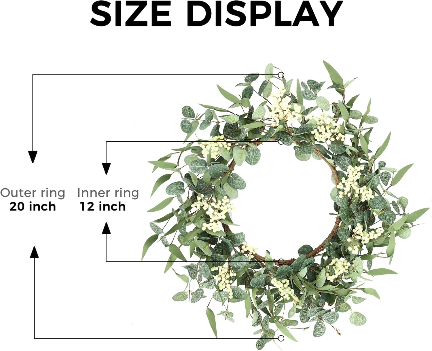 The Evergreen Welcome Wreath | 20" Artificial Eucalyptus Front Door Wreath